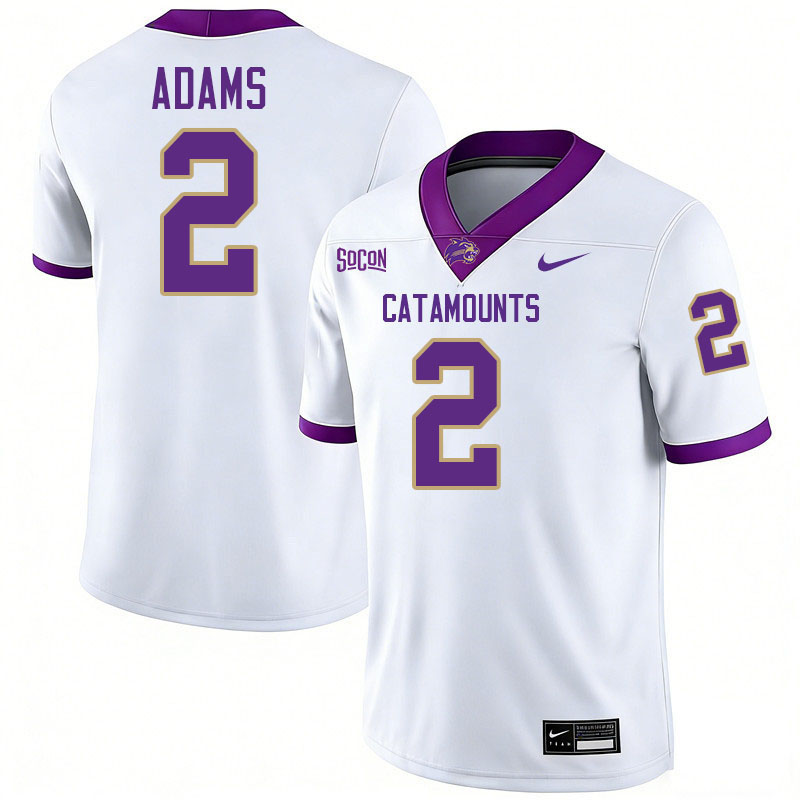Western Carolina Catamounts #2 Branson Adams College Football Jerseys,Uniforms-White